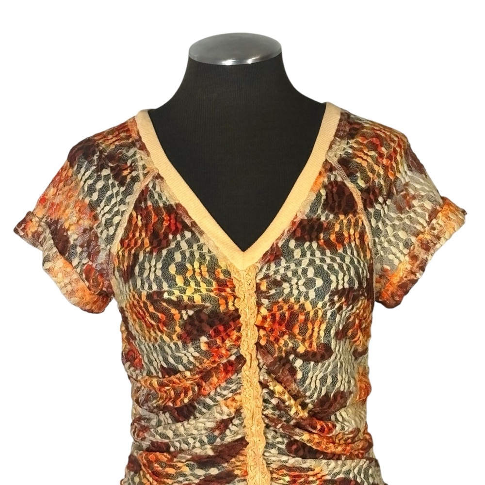 Free People – Solana Floral Lace Ruched Crop Top - Small - Picture 3 of 10